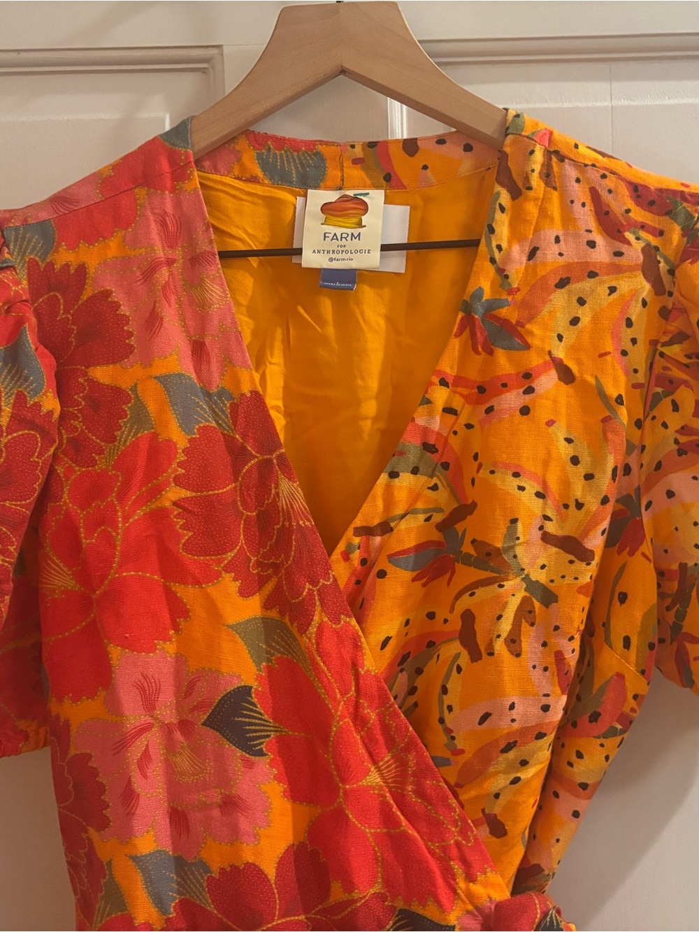 Farm for Anthropologie Orange & Pink Floral Dress - Picture 3 of 4